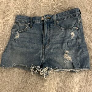 Madewell Blue Distressed Jean Shorts